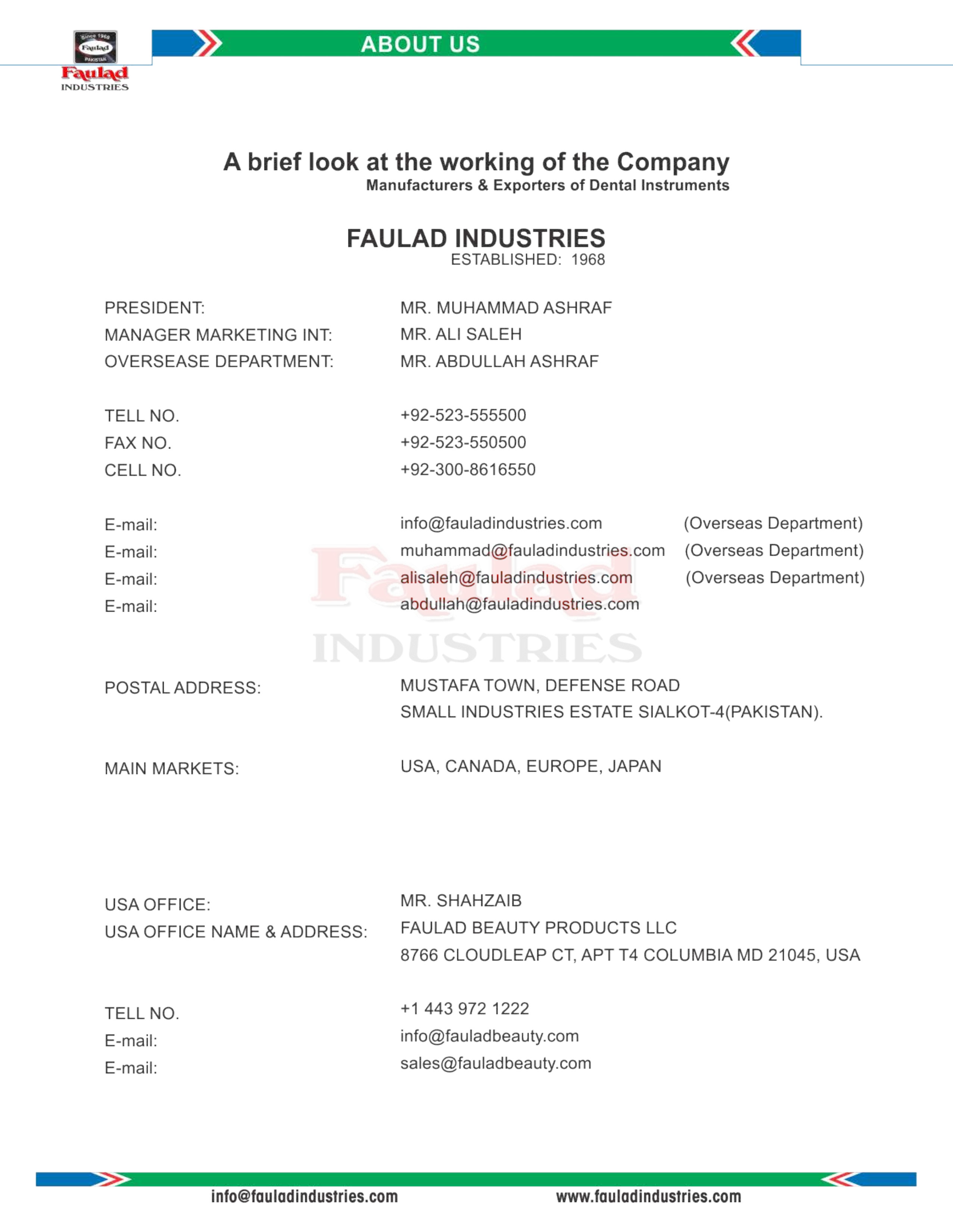 Faulad Industries Profile